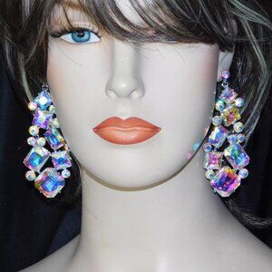 AB Aurora Borealis Earrings color changing stones bridal drop Stud earrings